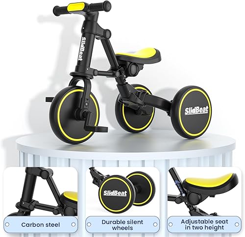 Miniatura 2 de SLIDBEAT Triciclo para niños 3 en 1 para niños de 2 a 4 años, bicicleta para niños pequeños con pedal extraíble y asiento ajustable, triciclos de