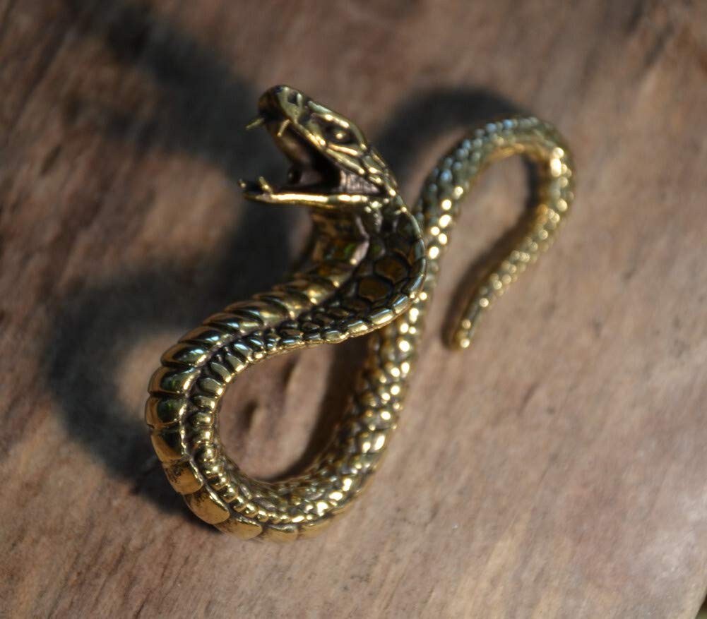 CHICNET Kobra Schlange Hook Piercing Ohrgewicht Dehnspirale Dehnschnecke aus Messing in Gold, ab 3mm 8ga Dehnung, Ohr Expander Dehner