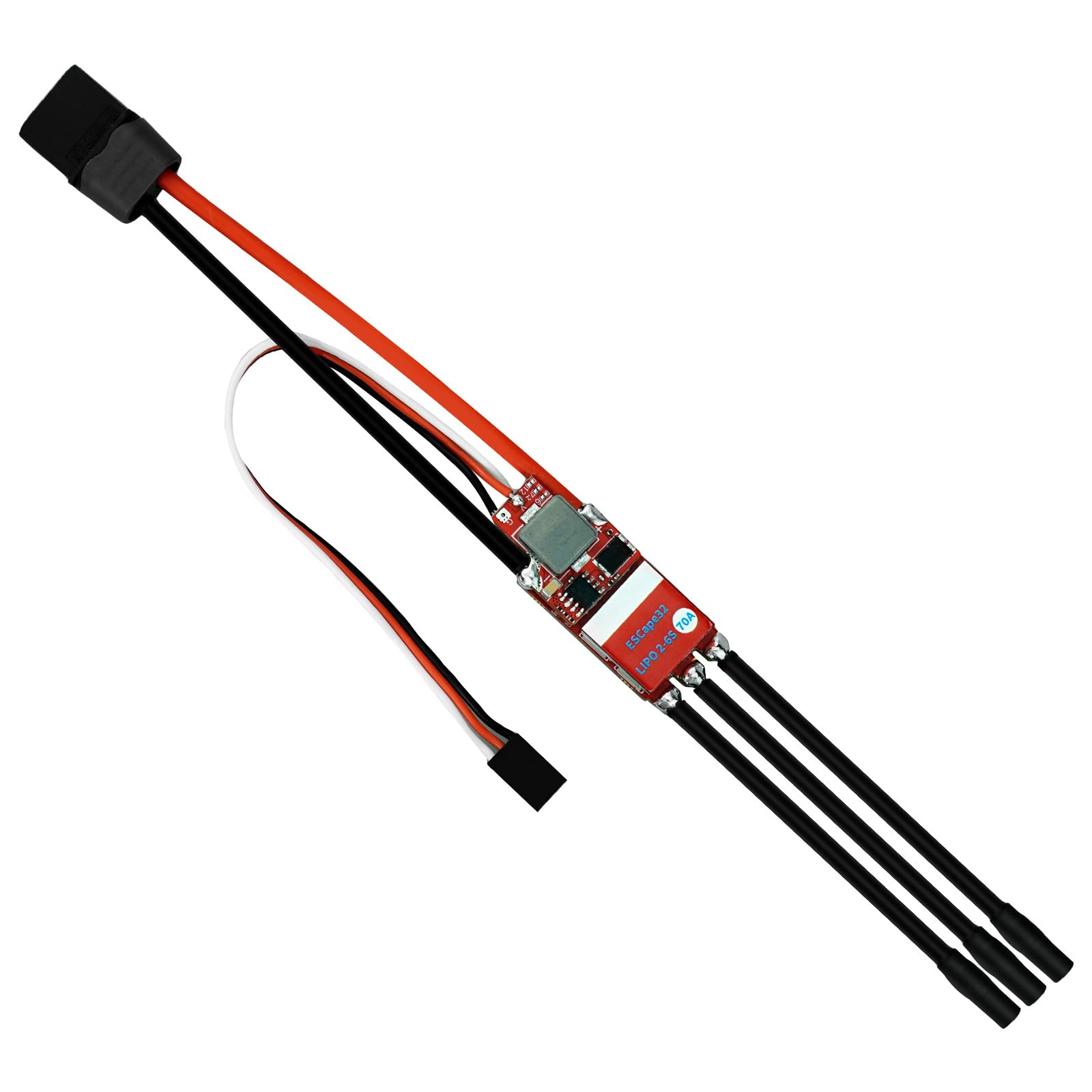 Bürstenloser ESC 2-6S Lipo, 70A Elektrischer Geschwindigkeitsregler 128KHz XT60 Stecker für RC Motor, ESC mit 5V 4A BEC für RC Raupenwagen, RC Auto Schiff Modelle - ESCape32
