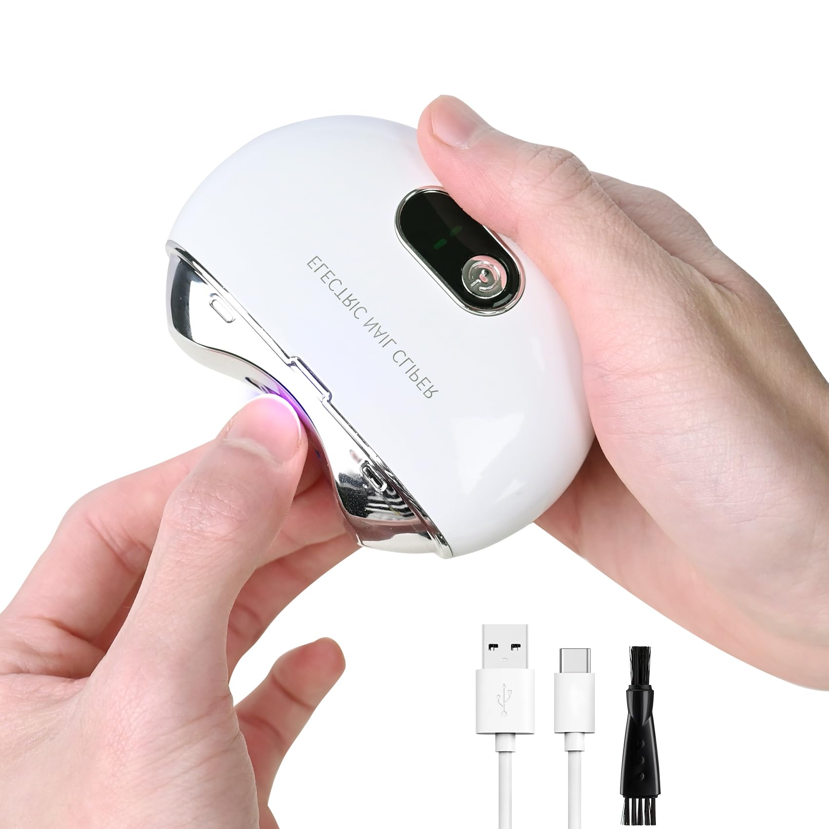 Elektrischer Nagelknipser & Nagelfeile Automatischer Trimmer mit 3-Gang-Anpassung LED-Licht, Eingebauter Speicher, USB wiederaufladbar, trimmt sanft dicke Nägel sicher für Kinder Senioren - Baby
