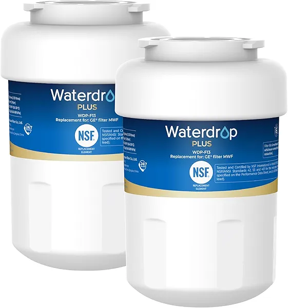 Waterdrop Plus WDP-F13 Replacement for GE® MWF®, HDX FMG-1, MWFP, MWFA, RWF1060, Kenmore® 469991 Refrigerator Water Filter, 2 Pack (Package May Vary)
