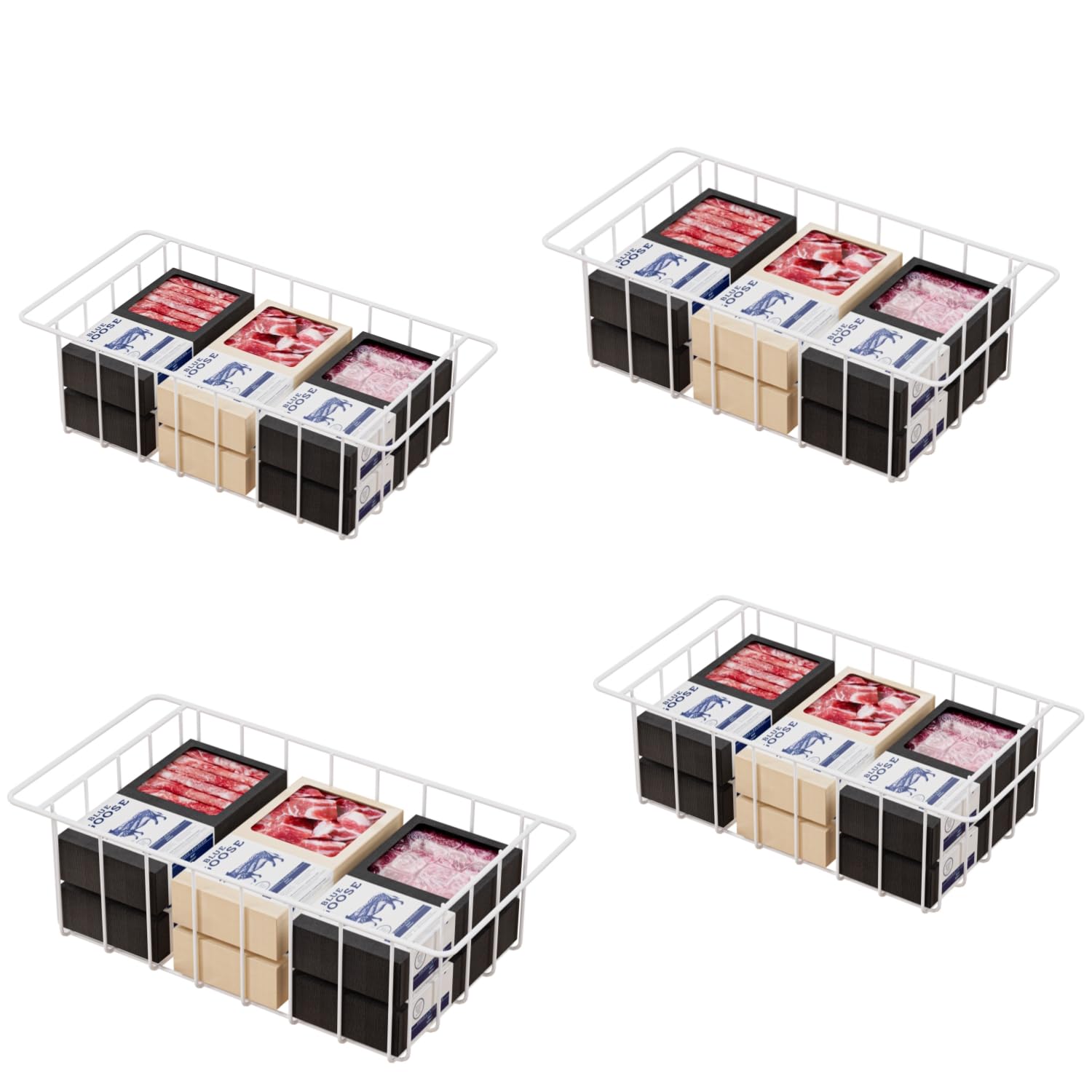 16.5 Inch Chest Freezer Organizer Bins Deep Freezer Organizer Basket Storage Rack Bins, 4Packs, White