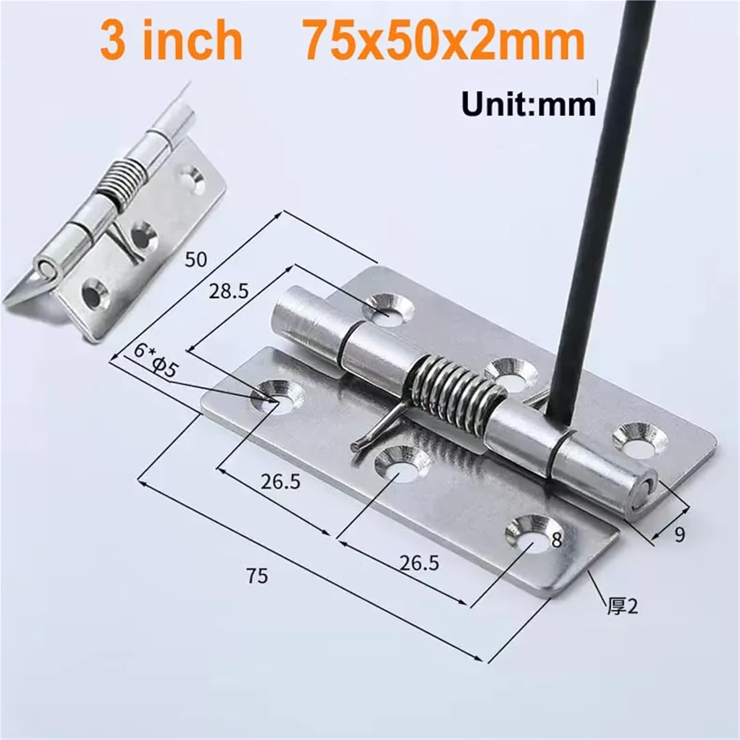 2.5/3/3.5/4inch Hinge 304 Stainless Steel Spring Loaded Hinge Door Hinge Accessories 4/8/10Pcs(3inch 2pcs)