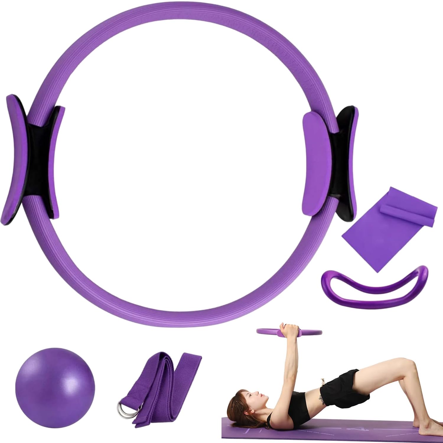 Pilates Ring Set, Pilates Rings Kit Für Frauen, Yoga Widerstandsring, Yoga Fitness Ring, Yoga Fitness Magic Circle, Yoga Ring Mit Doppelgriff, für Beine Arme und Oberschenkel Gewichtsverlust