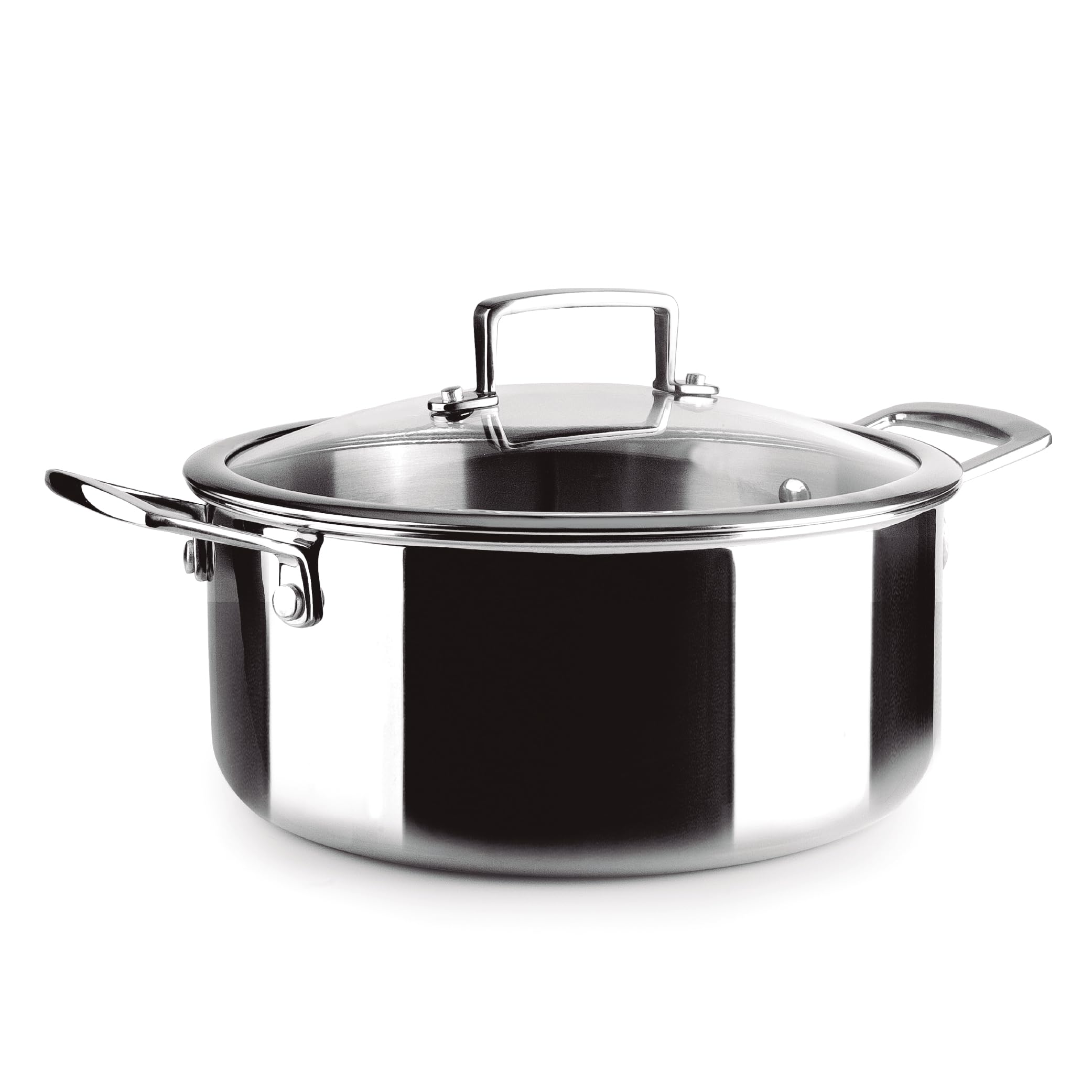 IBILI - Triply Natural Tricapa Saucepan 24 cm, Stainless Steel, Suitable for Induction, Non-Stick