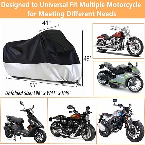 Miniatura 6 de Fundas para motocicleta, fundas impermeables para motocicletas para exteriores con agujeros de bloqueo y bolsa de almacenamiento, se adaptan a