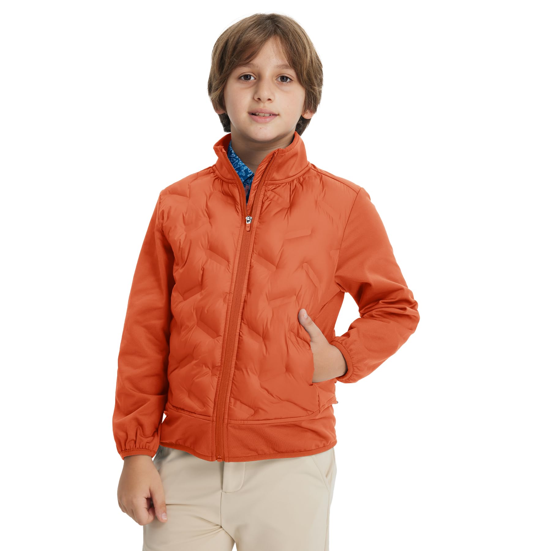M MAELREG Boys Winter Jacket Lightweight Performance Windproof Collar Full Zip Casual Youth Puffer Jacket with Pockets