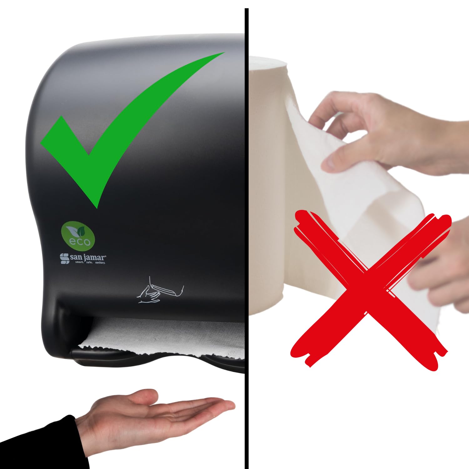 San Jamar Ecologic Smart Essence Dispensador electrónico de Toallas de Papel de plástico Reciclado, Capacidad Universal de Rollo, dispensador montado en la Pared para el hogar y el Negocio Universal,