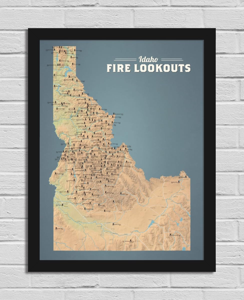 Best Maps Ever Idaho Fire Lookouts Map 18x24 Poster (Natural Earth)