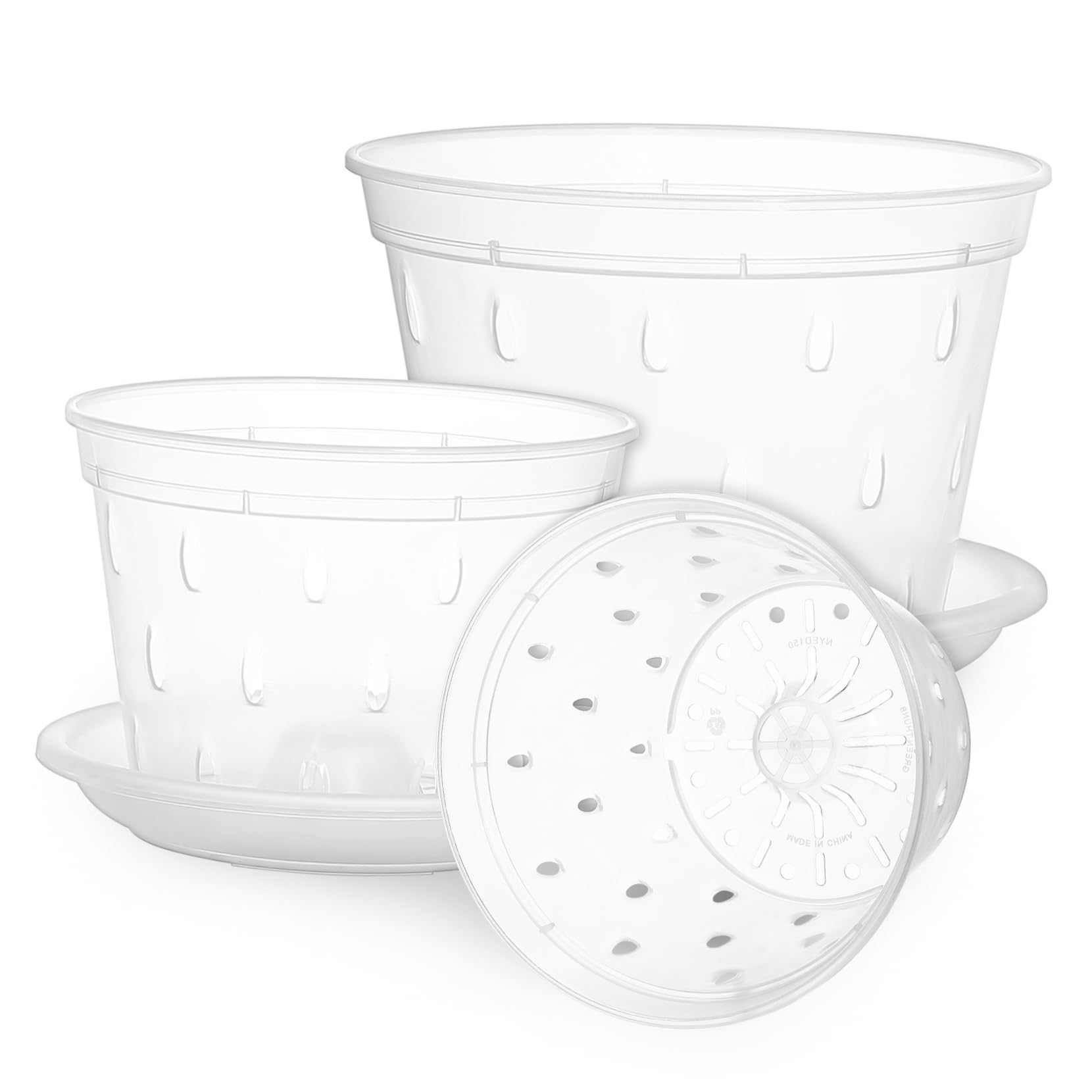 UPKOCH 5 Sätze Orchideentöpfe Mit Untersetzer Transparente Pflanztöpfe Kunststoff Mit Drainagelöchern Für Gesunde Wurzeln Für Garten Und Pflanzenpflege 3 Stück * 5