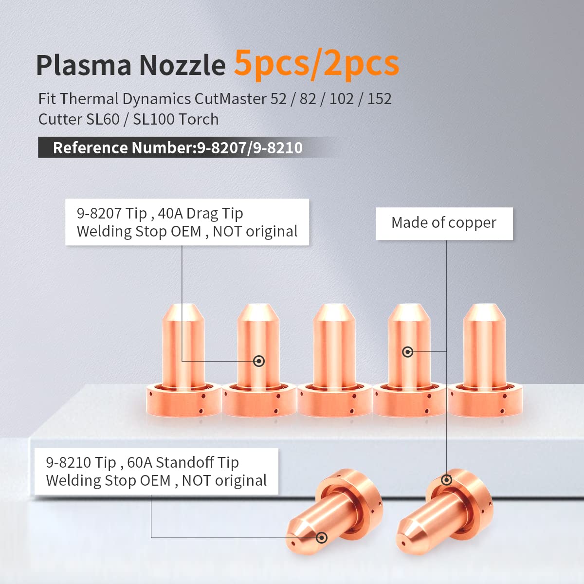 Électrode Plasma 5-0075 + Bouclier 9-8237 - Pour Torche SL60~100, WeldingStop