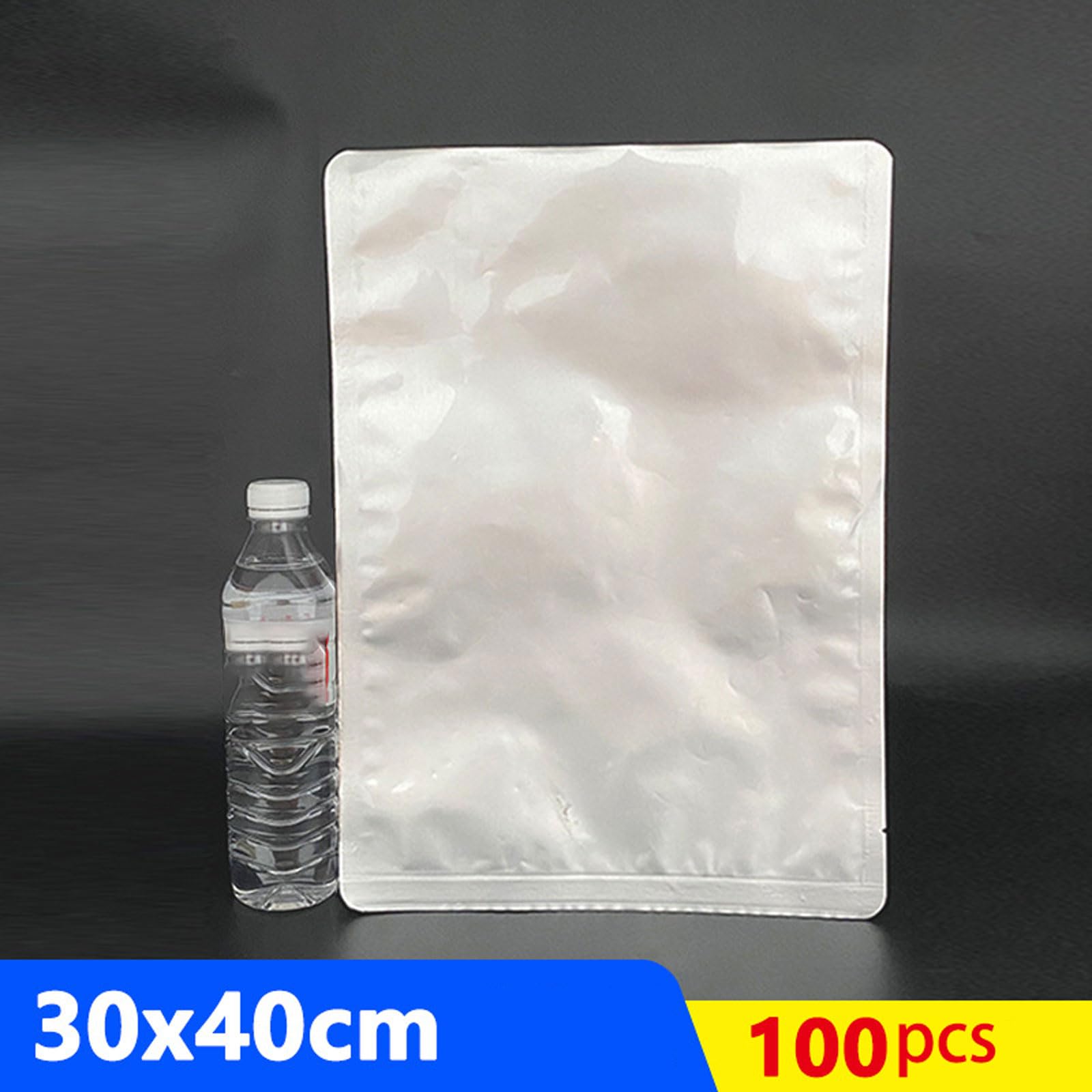 100 Sacs Aluminium pour Conservation Alimentaire, Sachets Sous Vide Soudables pour Café Thé Riz Légumineuses Noix, Poches Plates Ouverture Supérieure Argentées Étanches et Aromatiques(Size:30x40cm)