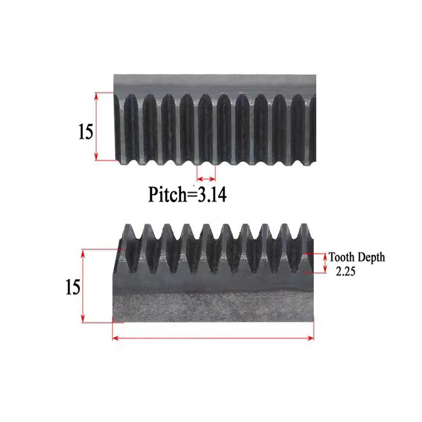 Spur Rack Steel High Precision 1pcs 1.0M 1.5M Module Length 500mm Gear Rack Precision Gear Rack Straight Teeth Toothed Rack(1.0Mod 15-15)