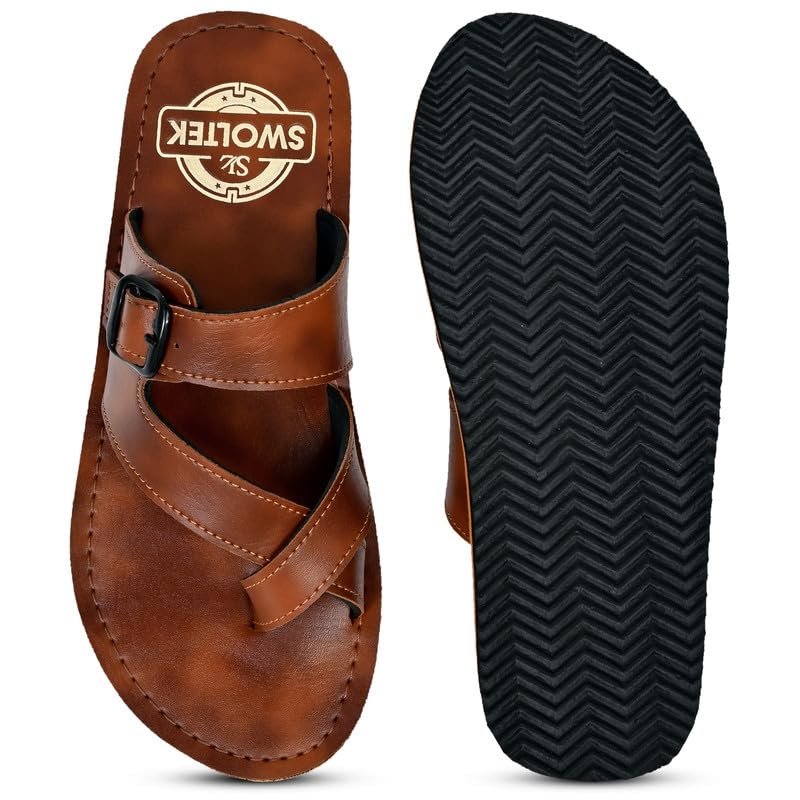 Image of Stylish Flip Flops and Slippers for Men | Comfortable & Lightweight Rubber Chappals Anti-Skid, Durable, Casual Footwear for Home & Outdoor Use (ALL-SWOLTEK-SL-25-02-SL-25-02 PT)