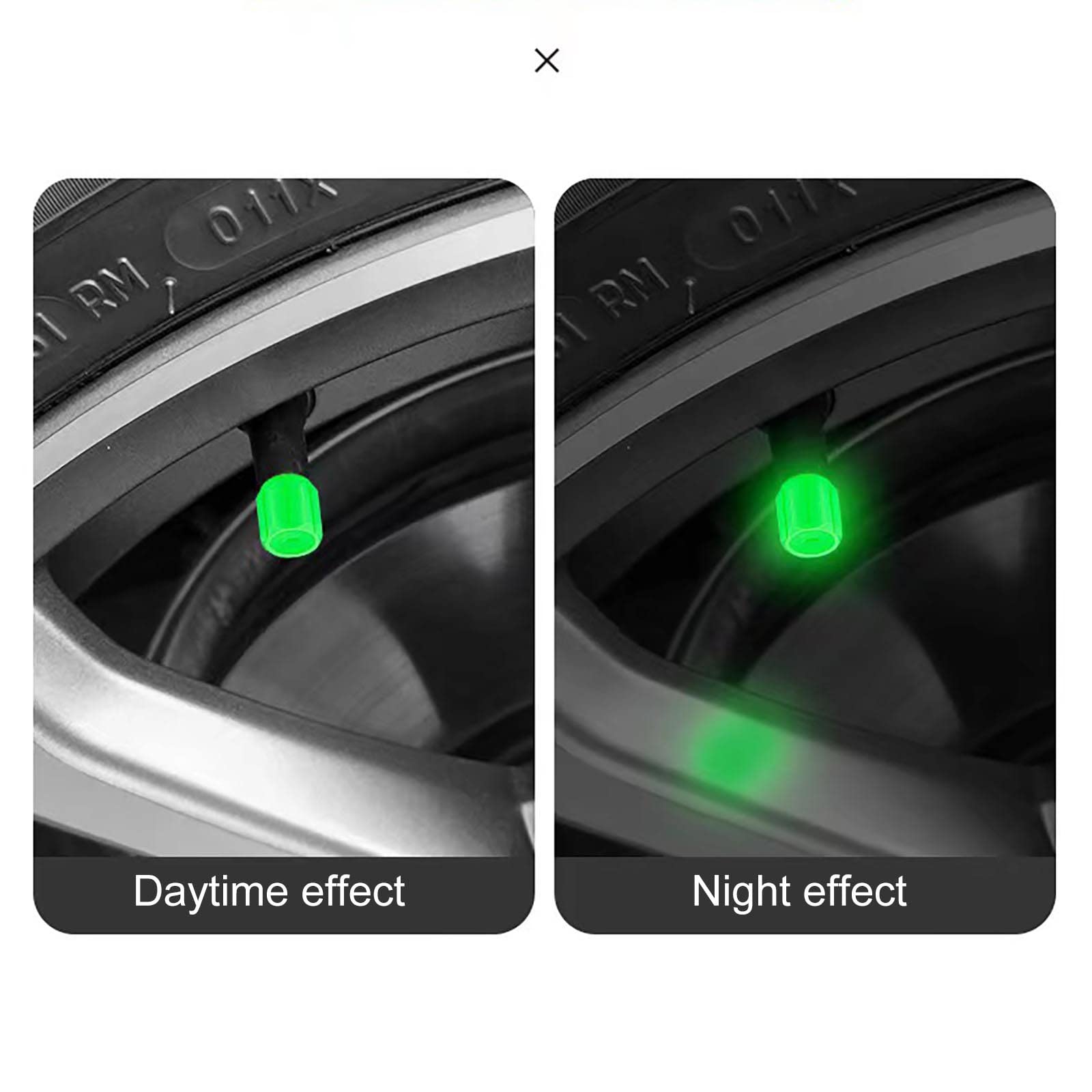 10x Leuchtende Ventilkappen Grün - Phosphoreszierend Für Auto, Motorrad & Fahrrad