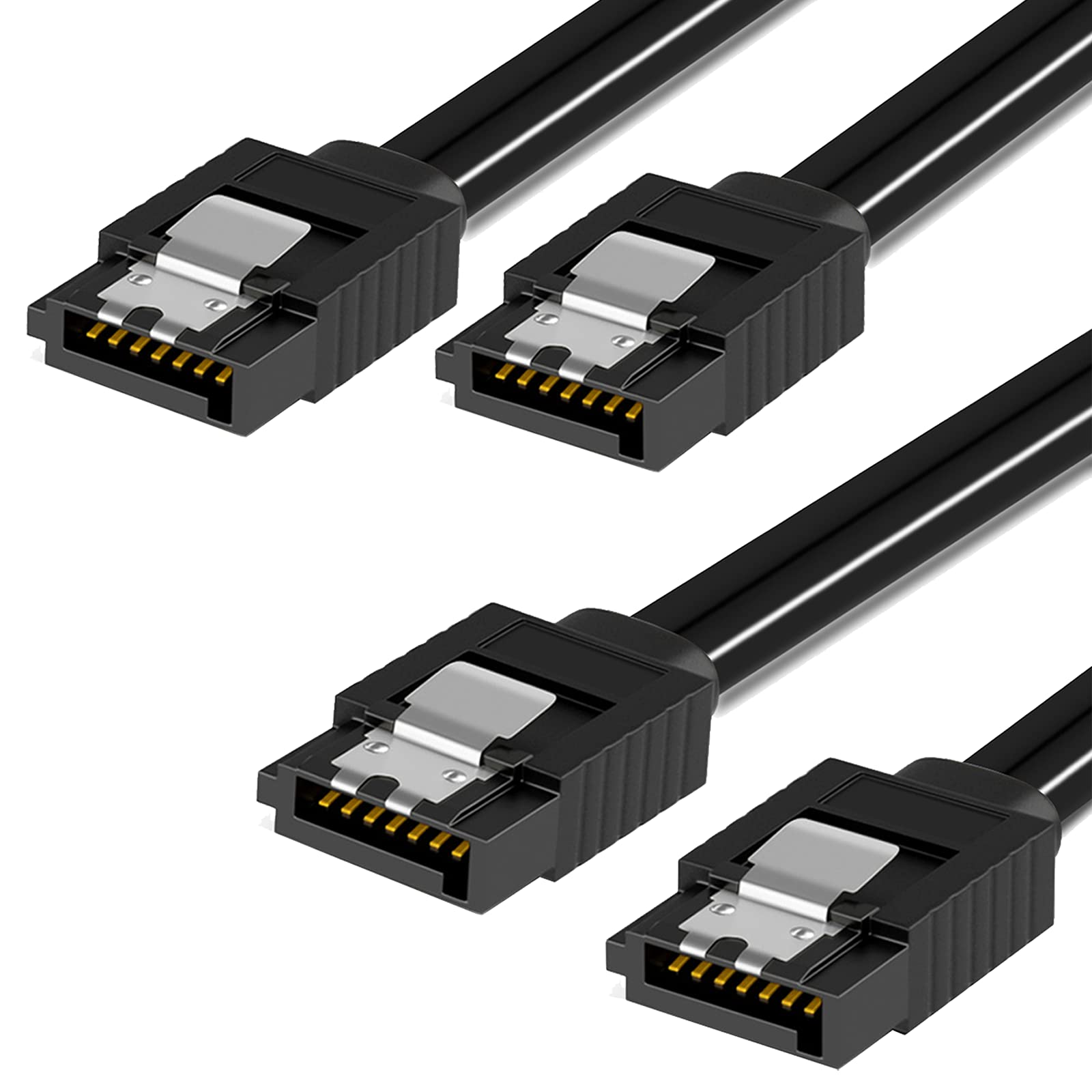 WDS SATA Cable III, 2 Pack SATA Cable III 6Gbps Straight HDD SDD Data Cable with Locking Latch 18 Inch Compatible for SATA HDD, SSD, CD Driver, CD Writer - Black-picture-18
