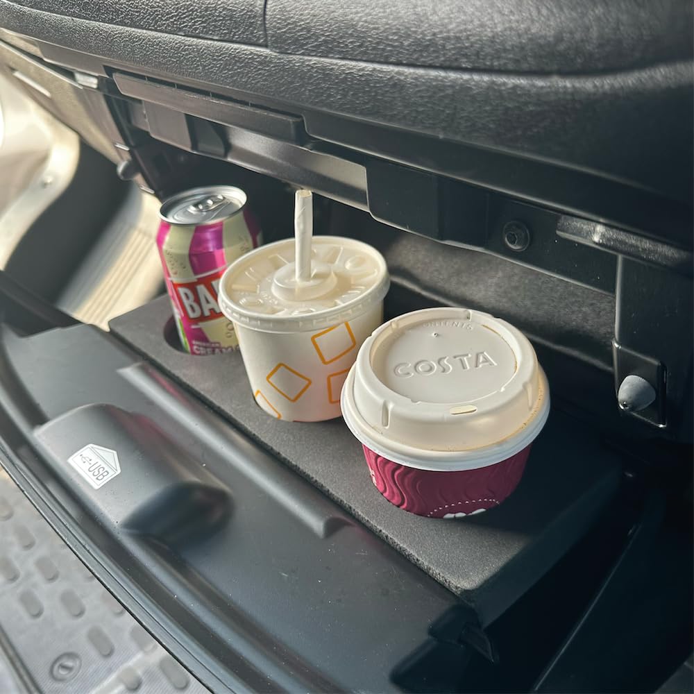 Cup Holder for center console with one slot for cans, holds 3 Drinks. Fiat Ducato,Relay & Peugeot Boxer. ***THIS MODEL ONLY FITS BLACK GLOVE BOX ***