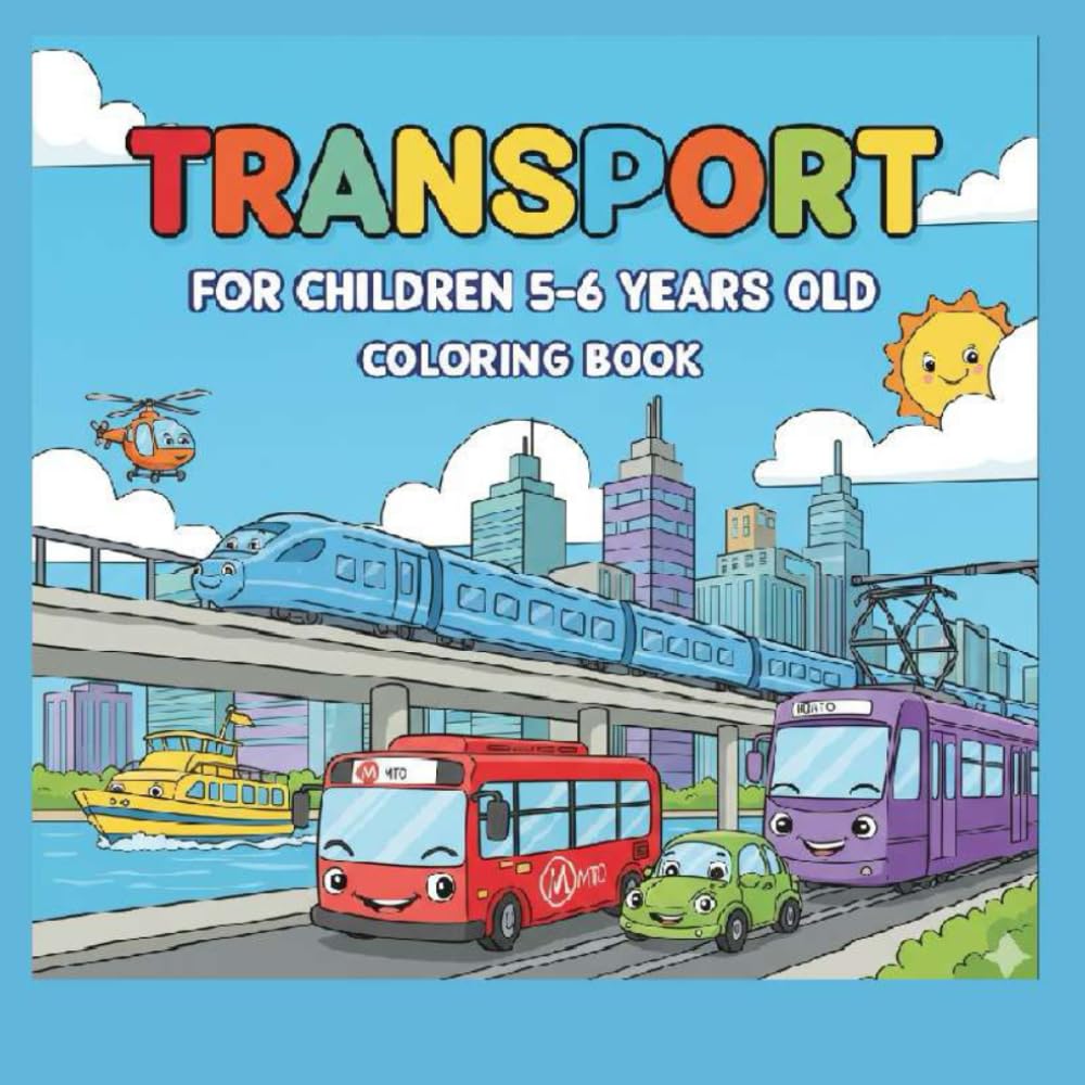 Transport for children 5-6 years old: Coloring book