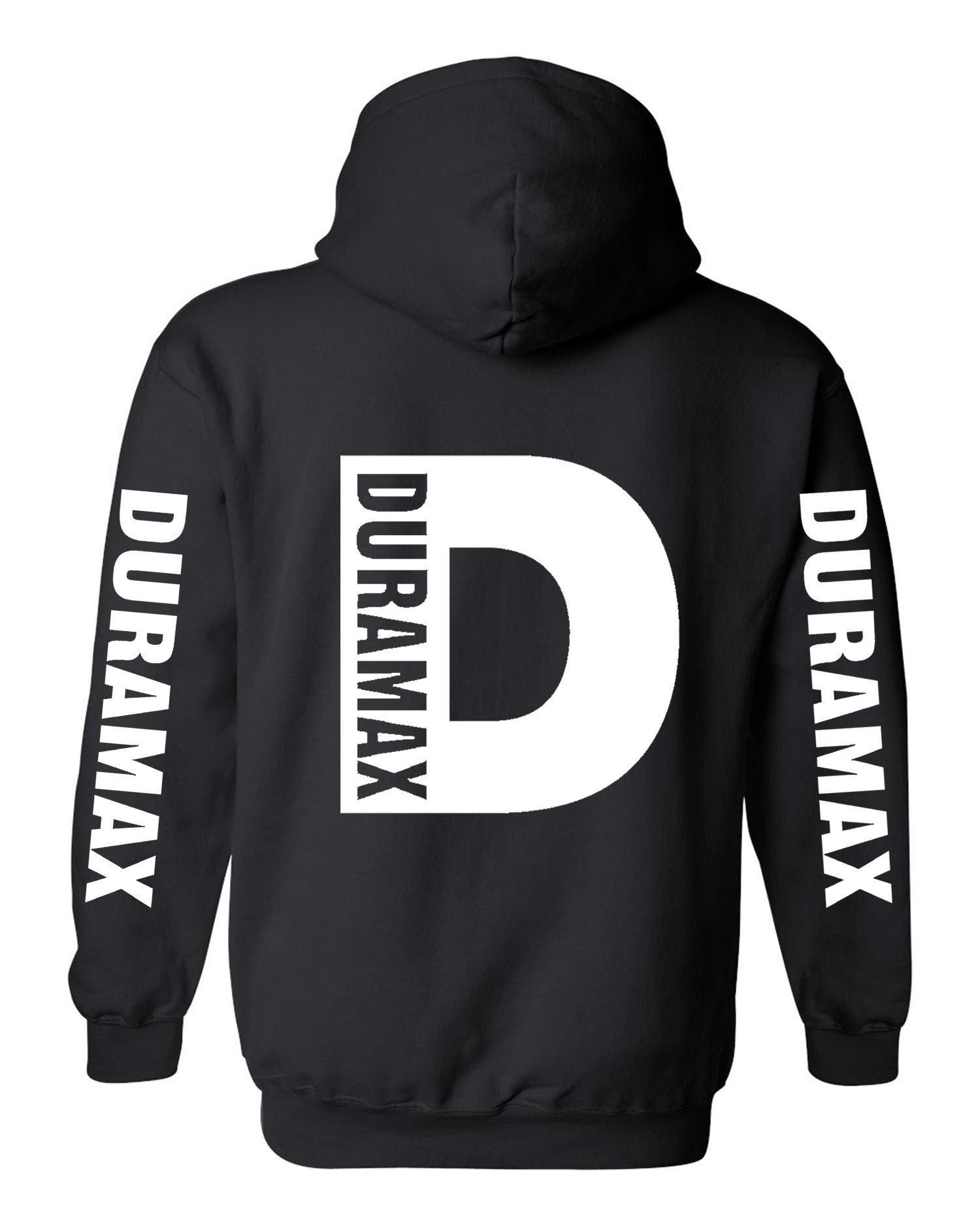 GawxTeeDuramax White Pocket Design Color Black Hoodie Hooded Sweatshirt Front & Back (4XL)