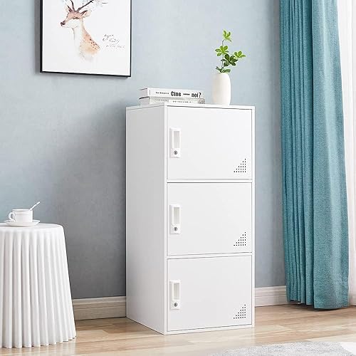 Miniatura 2 de Armario de almacenamiento de acero de 3 puertas, armarios de almacenamiento de oficina para empleados, gabinetes de metal verticales para el hogar,