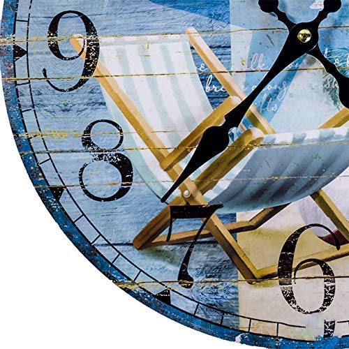 Sea Creations Wooden Wall Clock - Coastal, Nautical, and Beach Themed | Decorative and Aesthetic 13 Inches Timepiece | Ideal Office or Home Decor | Living Room, Bedroom, or Beach House | Beach Chair - Image 5