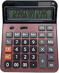 Solar Battery Calculator Dual Power Large Standard Function Desktop Business Calculator with 14 Digit Large LCD Display Convenient for Office & Home Gold