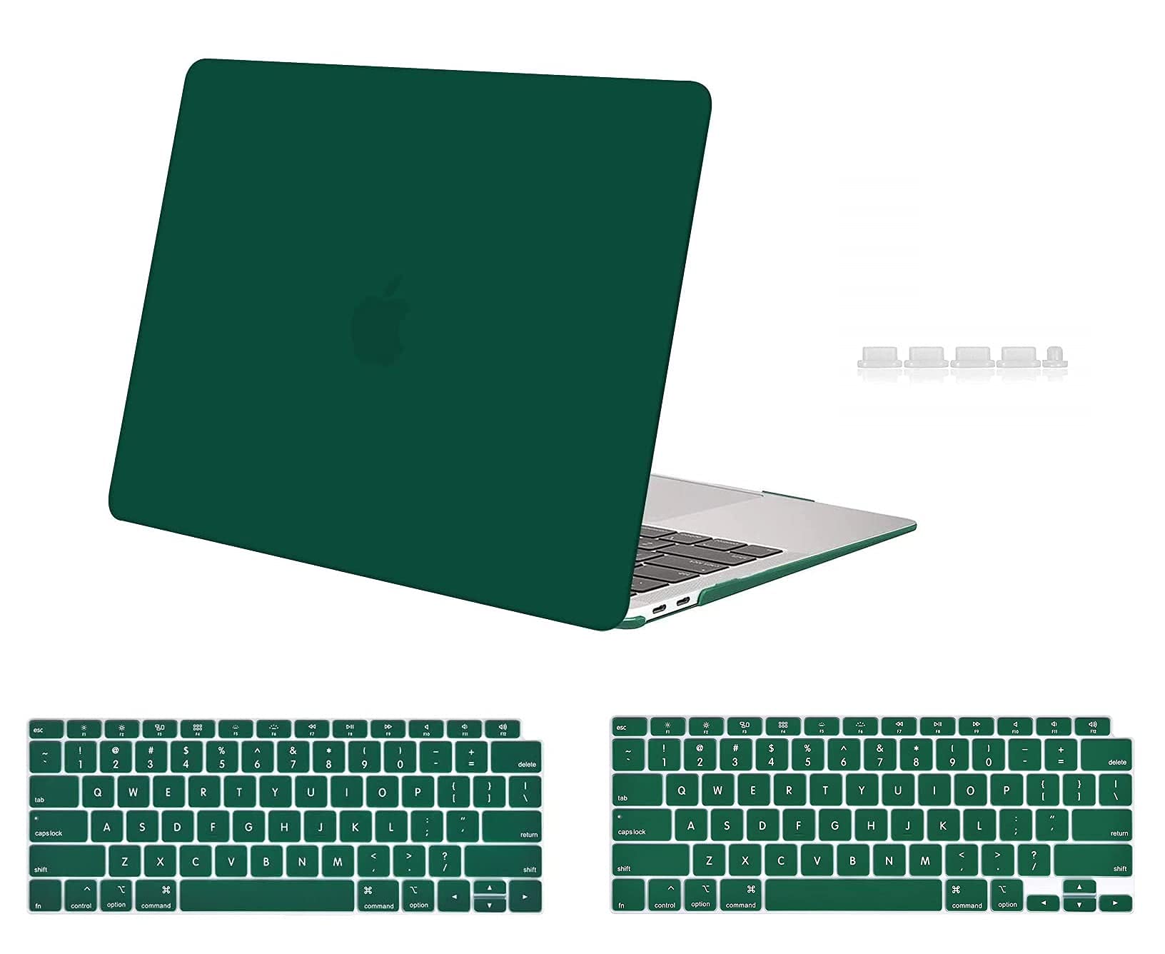Midkart Matte Hard Shell Plastic Case Cover Compatible with MacBook Air 13 Inch with Touch ID (Model M1 A2337 / A1932 / A2179, Release 2021-2018) with Key Guard & Dust Plugs, Emerald Green