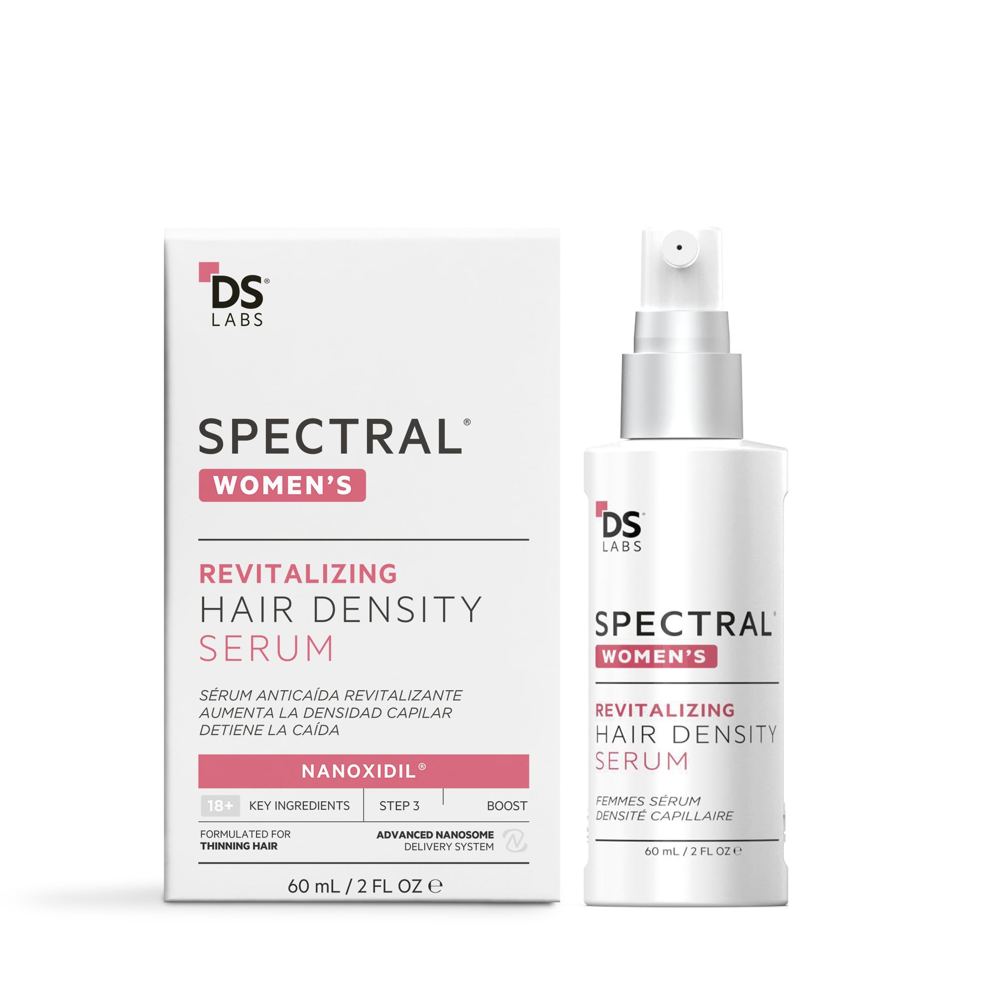 DS Laboratories Spectral Women's Sérum Anticaída para Mujer | Revitaliza el Cuero Cabelludo y Aumenta la Densidad Capilar | Con Nanoxidil 5%, Biotina y Ácido Glicólico | 60 ml