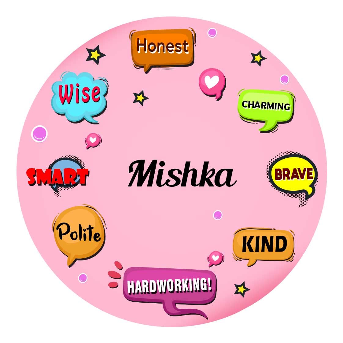 ARTBUG Mishka Name Customizable Stylish Fridge Sticker Magnet - Personality Trait Quotes - Happy Birthday Gift for Friend, Son, Daughter, Kids, Husband, Wife