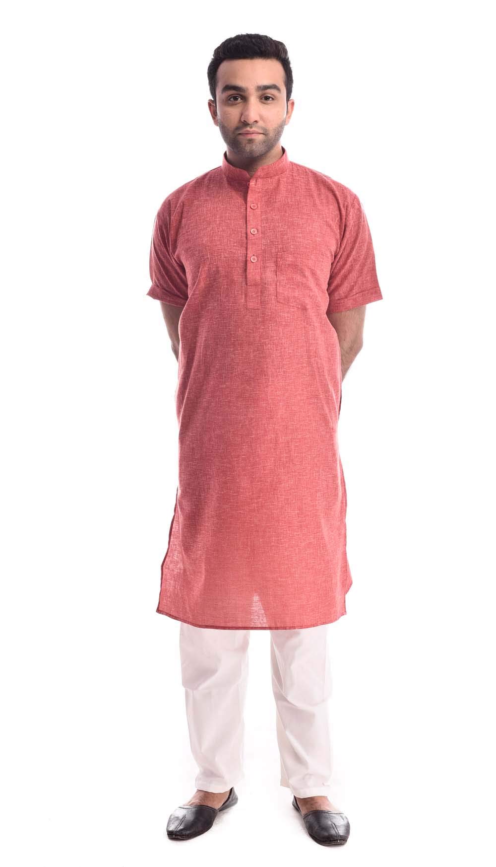 royal kurta Mens Linen Half Sleeve Kurta Pyjama-picture-33