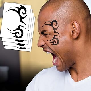 Tribal Face Temporary Tattoos/Pack of 4 / Bachelor Party Prank tattoos/R...