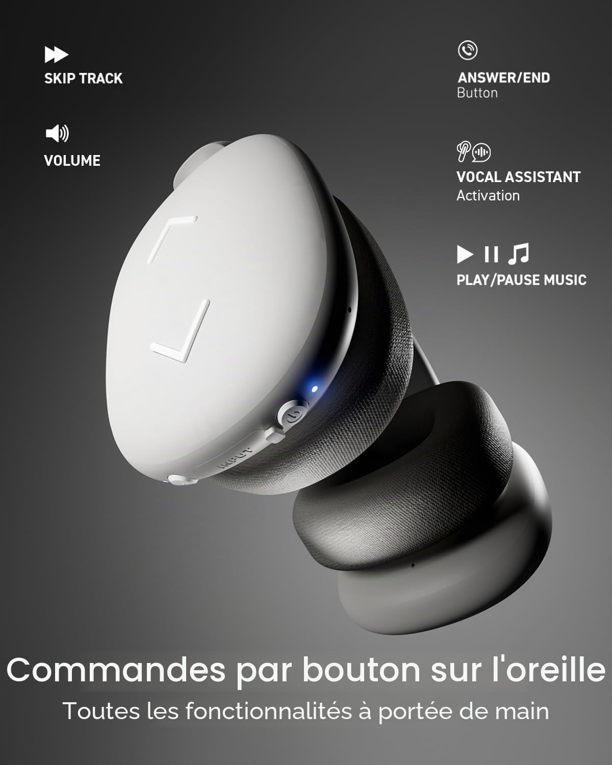 JAZ Pure Wave, Casque sans Fil Gaming on Ear, Jack 3.5mm Inclus | Faible Latence, Microphone Intégré, Câble de Recharge inclus, pour Smartphone, Tablette, Ordinateur, 50h de Lecture