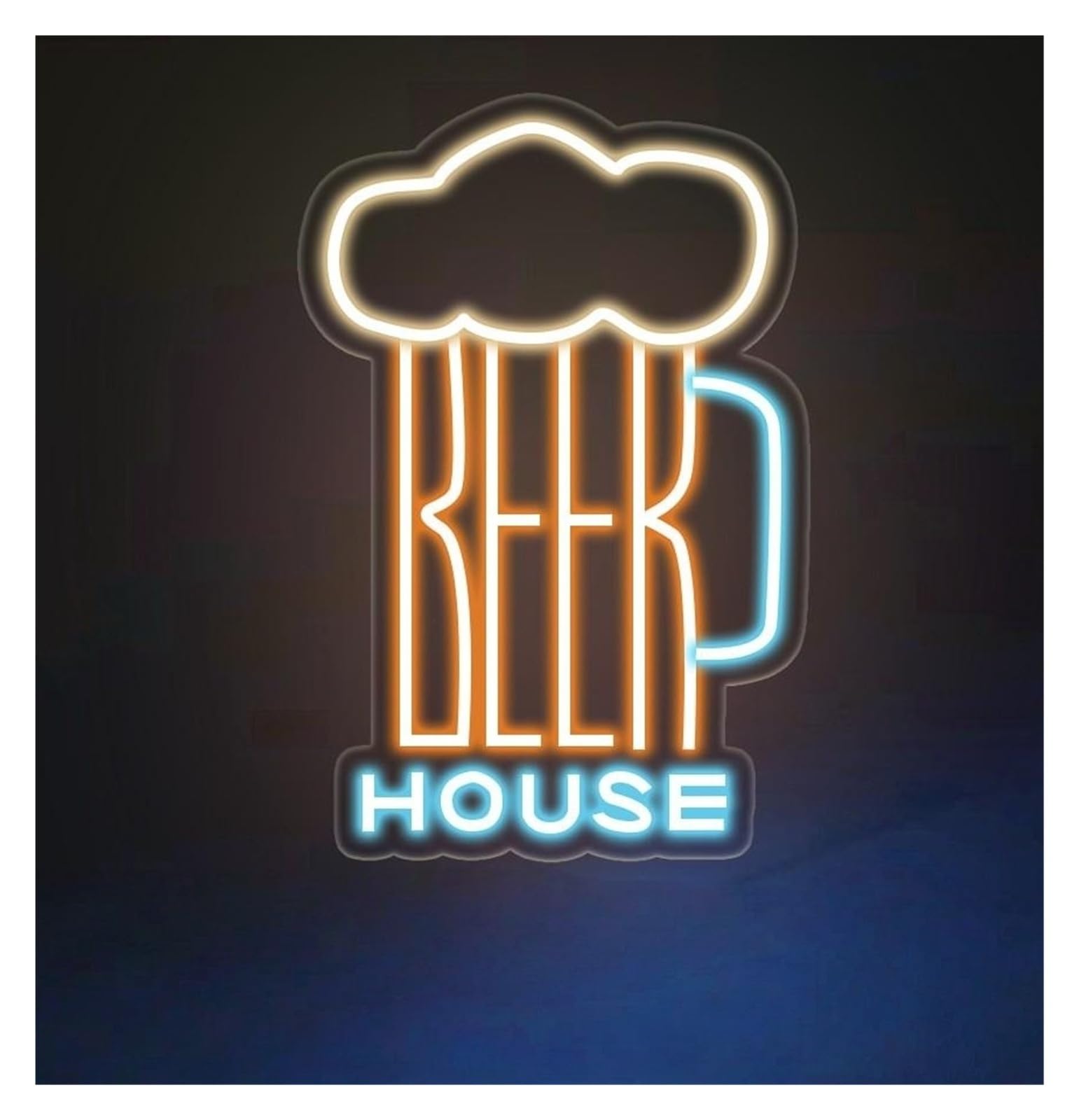 RONGCH Hanging Art Neon Signs Beer House Neon Sign, Bar Wall Decor for Game Room, Pub, Man Cave, Personalized Mug Light 25.5x40.5cm(C)
