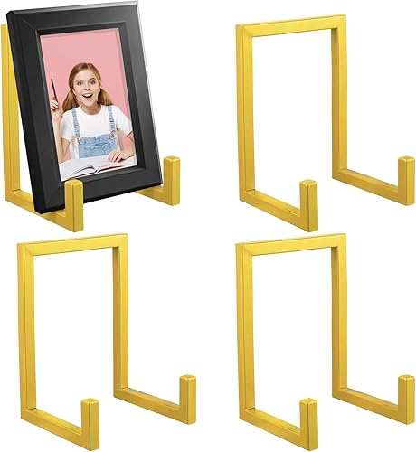 4 soportes grandes para platos de 8 pulgadas, soporte de exhibición de marco de metal, soporte decorativo de mesa, caballetes de mesa, soporte para