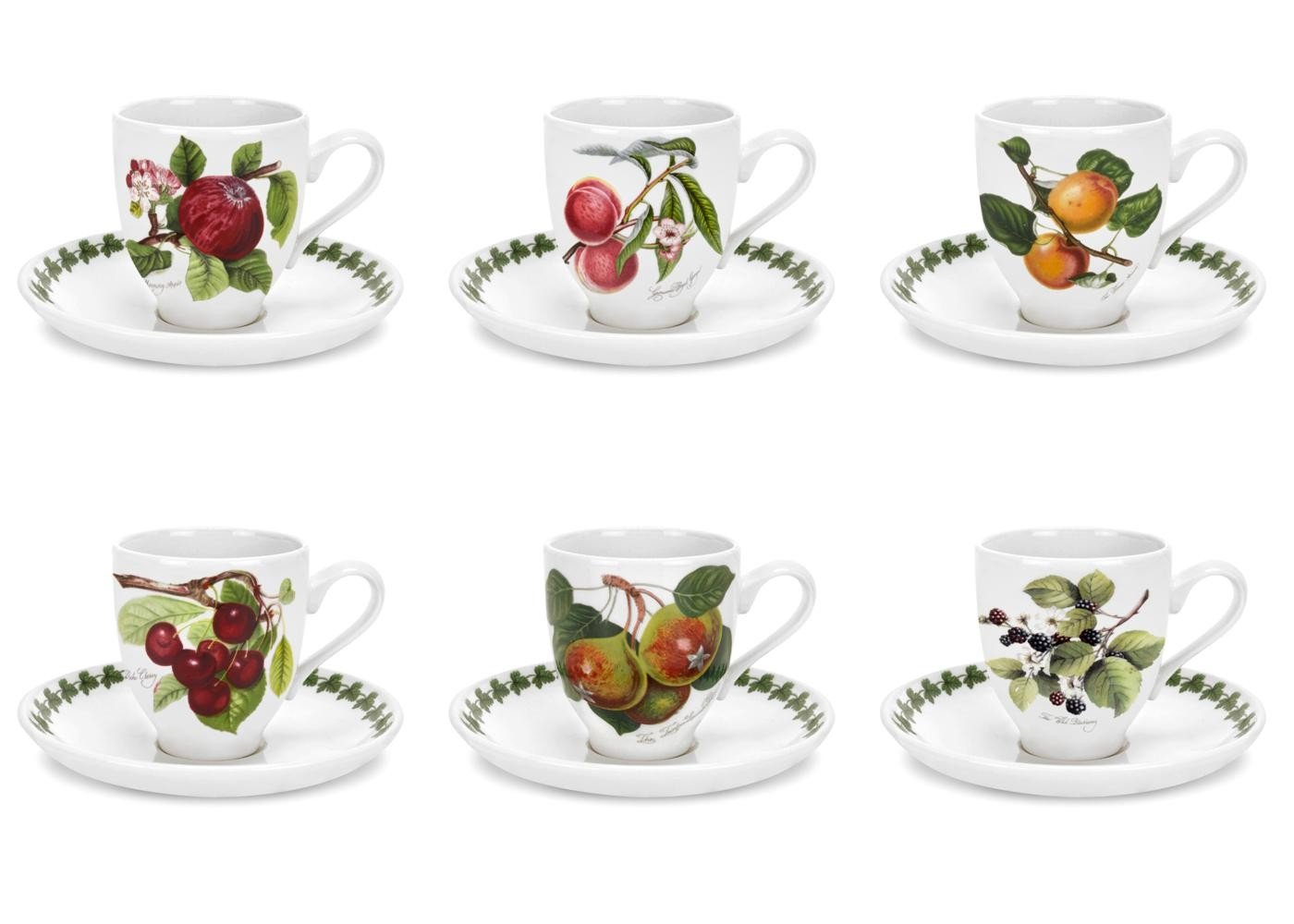 Portmeirion Pomona Set 6 Bicchieri In Ceramica 0,28L – Multicolore, Prodotto In Inghilterra, Lavabile In Lavastoviglie E Adatto A Microonde E Forno