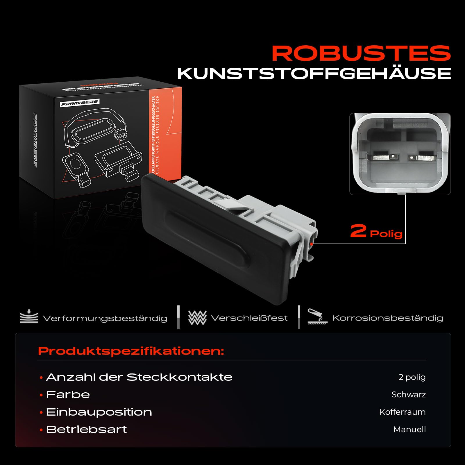 Frankberg Interrupteur 12V De Lève-vitre Avant Gauche Compatible