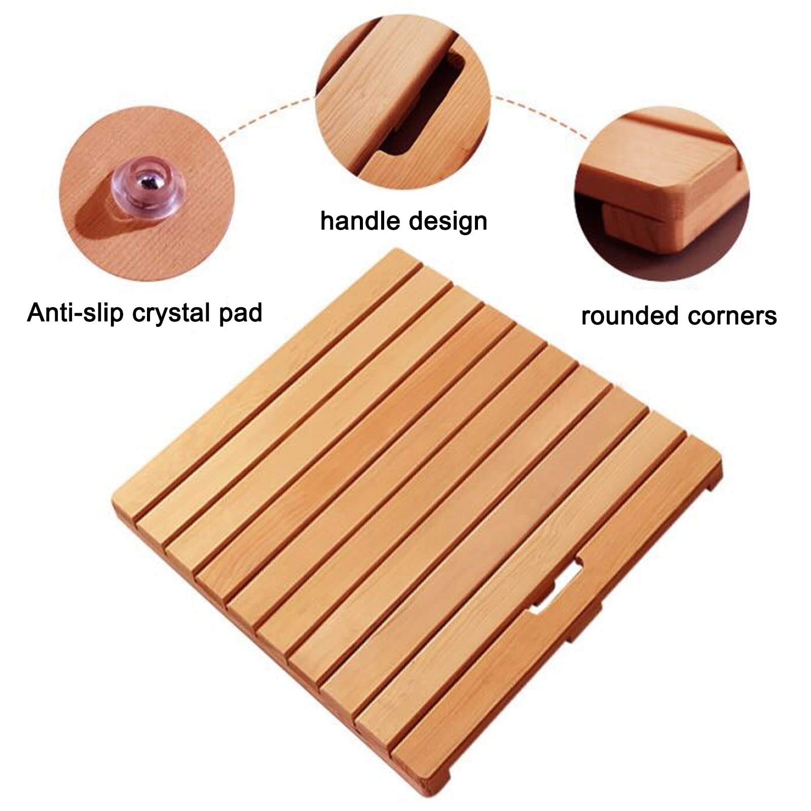 Alfombrilla de ducha de madera, alfombrilla de baño antideslizante, alfombrilla de ducha natural, con patas de goma antideslizantes Alfombrilla de baño de bambú, alfombrilla de ducha de baño, diseño
