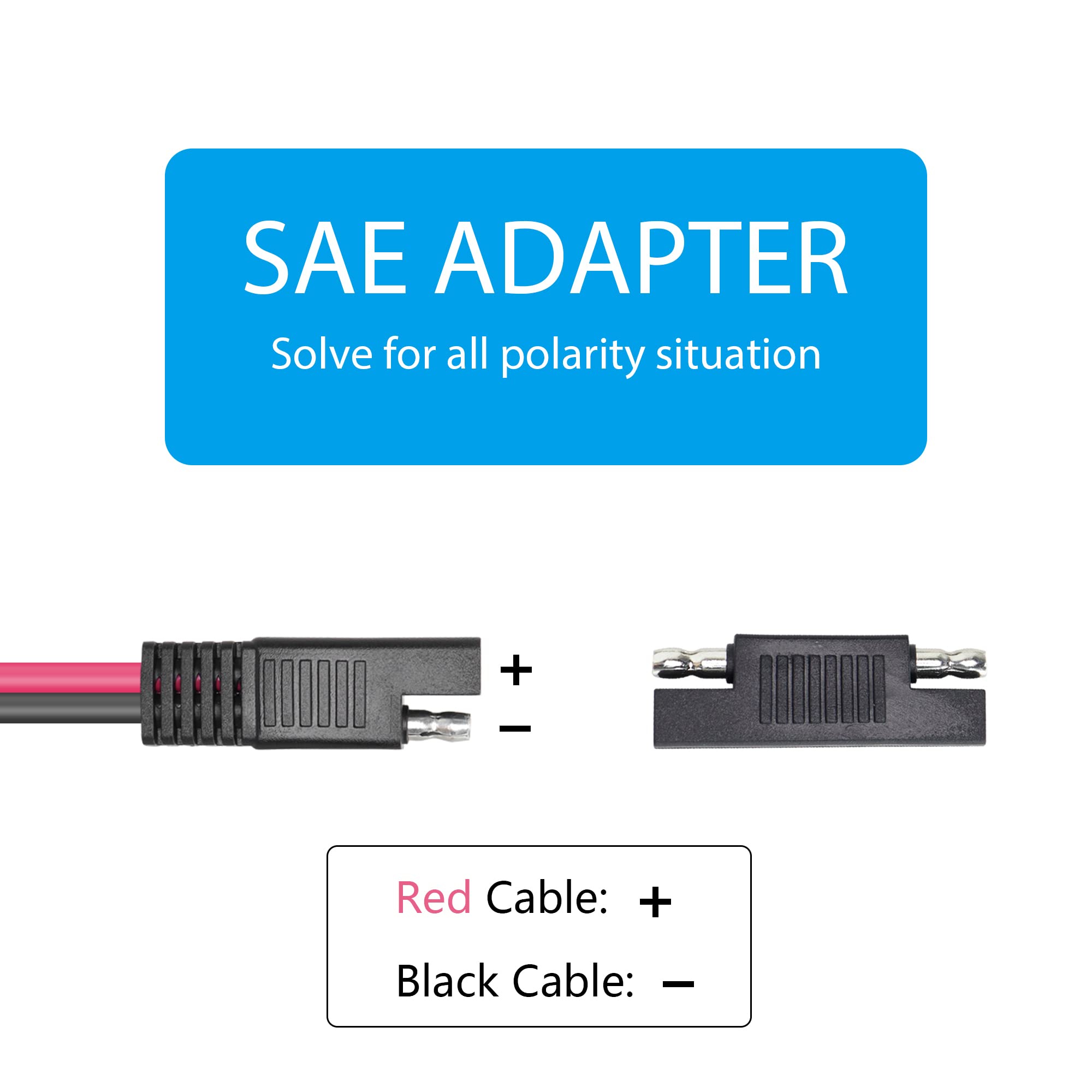 RIIEYOCA SAE naar XT60 connectoradapter, 12 AWG SAE-kabel, sluit het SAE zonnepaneel aan met SAE-back-adapter voor draagbare energiecentrale en zonnegenerator (1 m