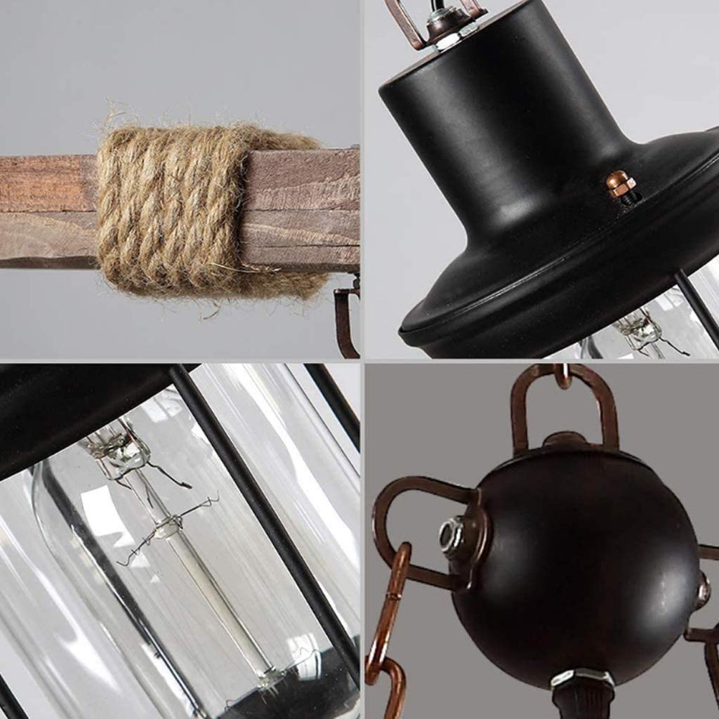 Retro Lampara Techo Plafón LED Estilo Vintage Industrial Steampunk Madera Colgantes Ligero Araña Plafones De Época 8 Luces,Bar Loft Casa Campo Sala De Lampara Vidrio Rustico Metaledison Ceiling