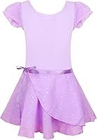 Vista 1 de EQSJIU Leotardos de ballet para niñas con falda extraíble, combo de manga con volantes y lazo