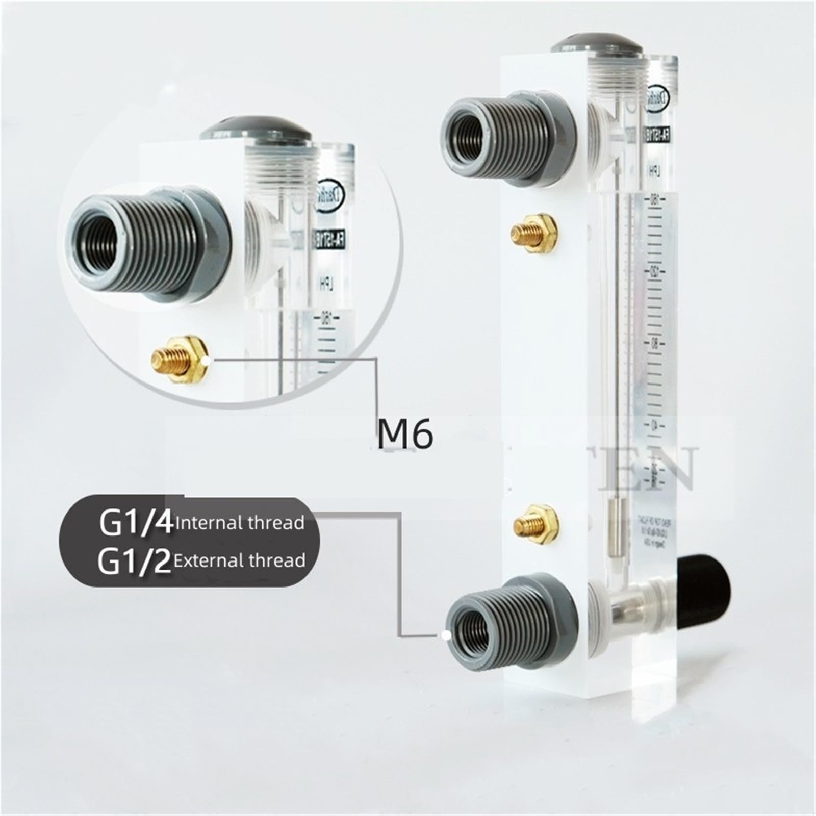 Placa de superficie de plexiglás, medidor de flujo de flotador líquido, nitrógeno, oxígeno, agua, con regulador, escala Sigal de FA-15T LPM LPH(10-100LPH Water)
