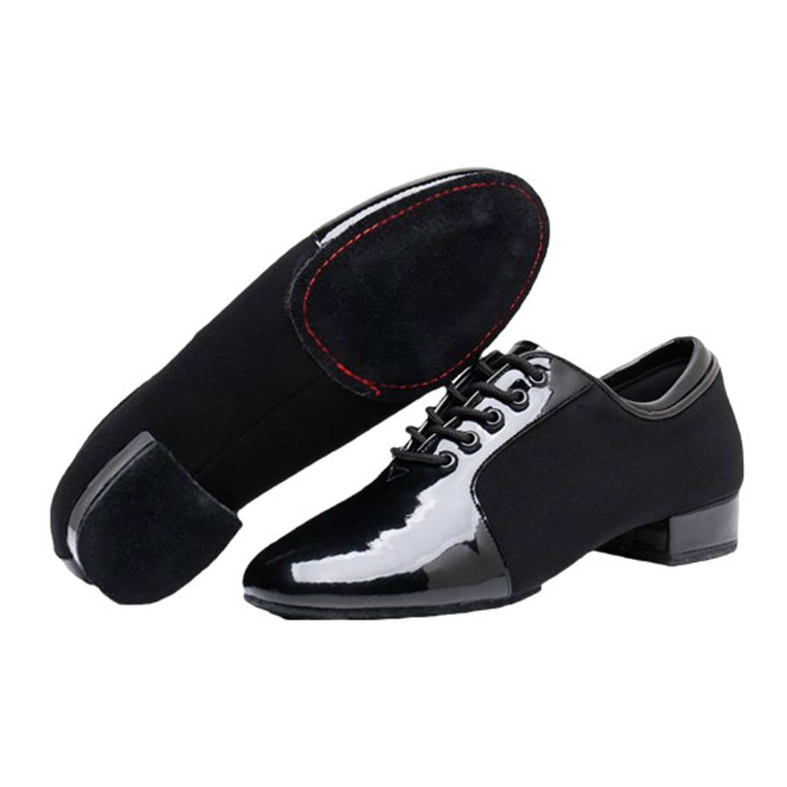 Viaoragiosa Men's Indoor Dance Shoes,Men's Low-heeled Dance Shoes,Men Breathable Leather Ballroom,Lace Up,Split Sole,Full Sole,For Salsa Tango Waltz Ballroom Latin