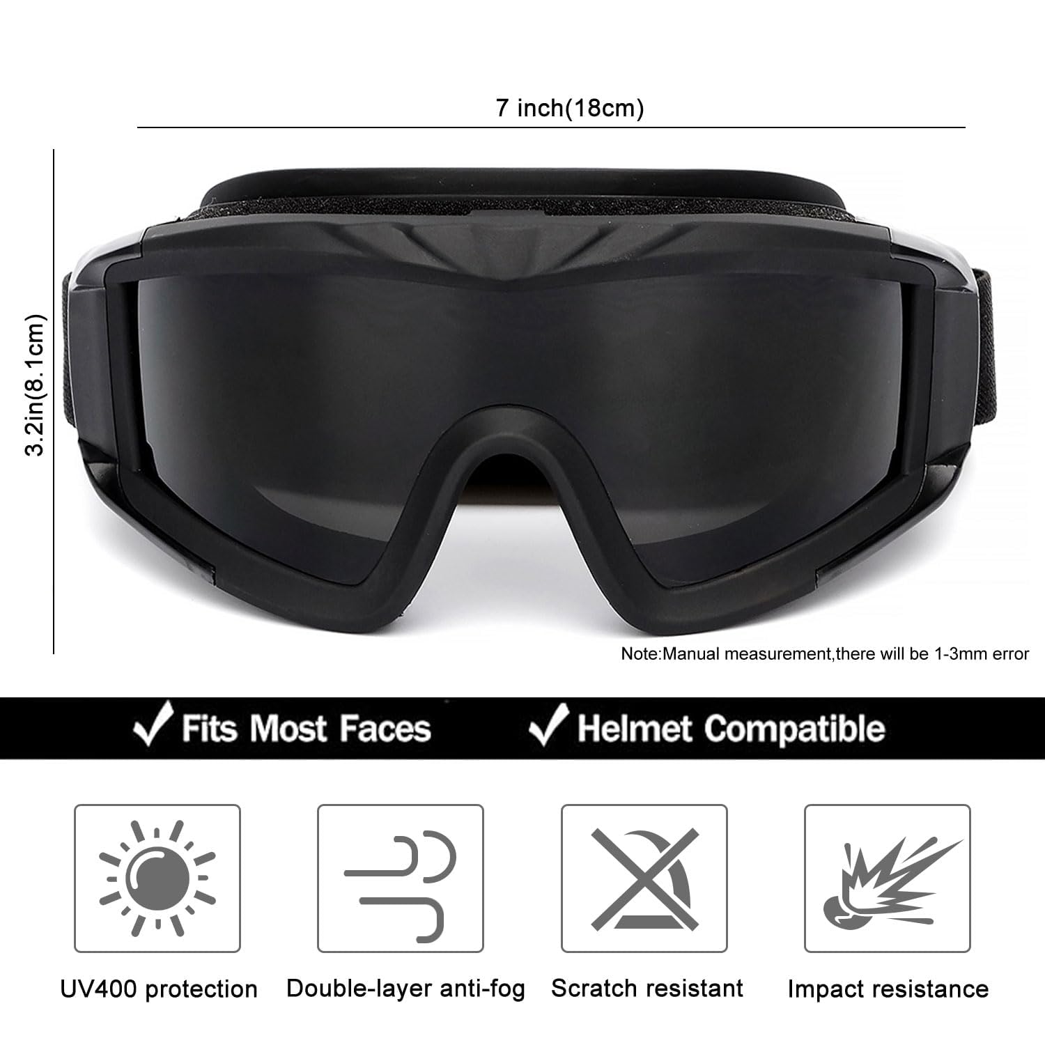 SPOSUNE Gafas tácticas airsoft 3 lentes intercambiables protección UV400 resistencia impacto tiro