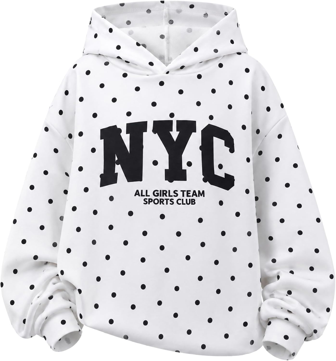 Axumity Girls Polka Dot Hoodie Pullover Sweatshirt Long Sleeve Cute Retro Casual Top for Kids Teens 7-8Y