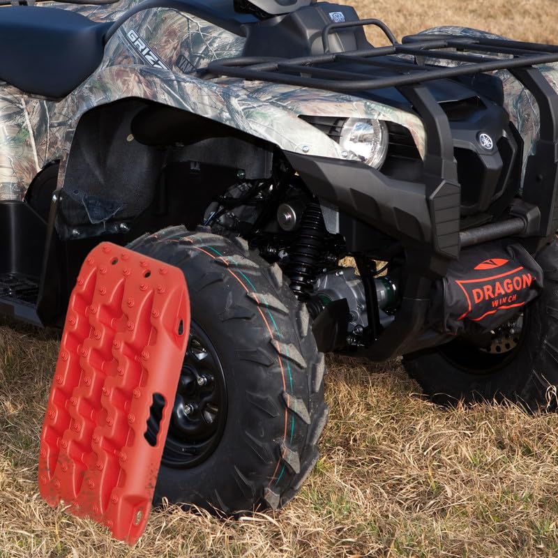 Dragon Winch - Bergungstraktionsbrett HD Set ATV (rot) | Off-Road Sandtraktionsketten | 58 x 30 cm | aus strapazierfähigem Polypropylane | erhöht die Traktion | hilft bei der Fahrzeugbergung