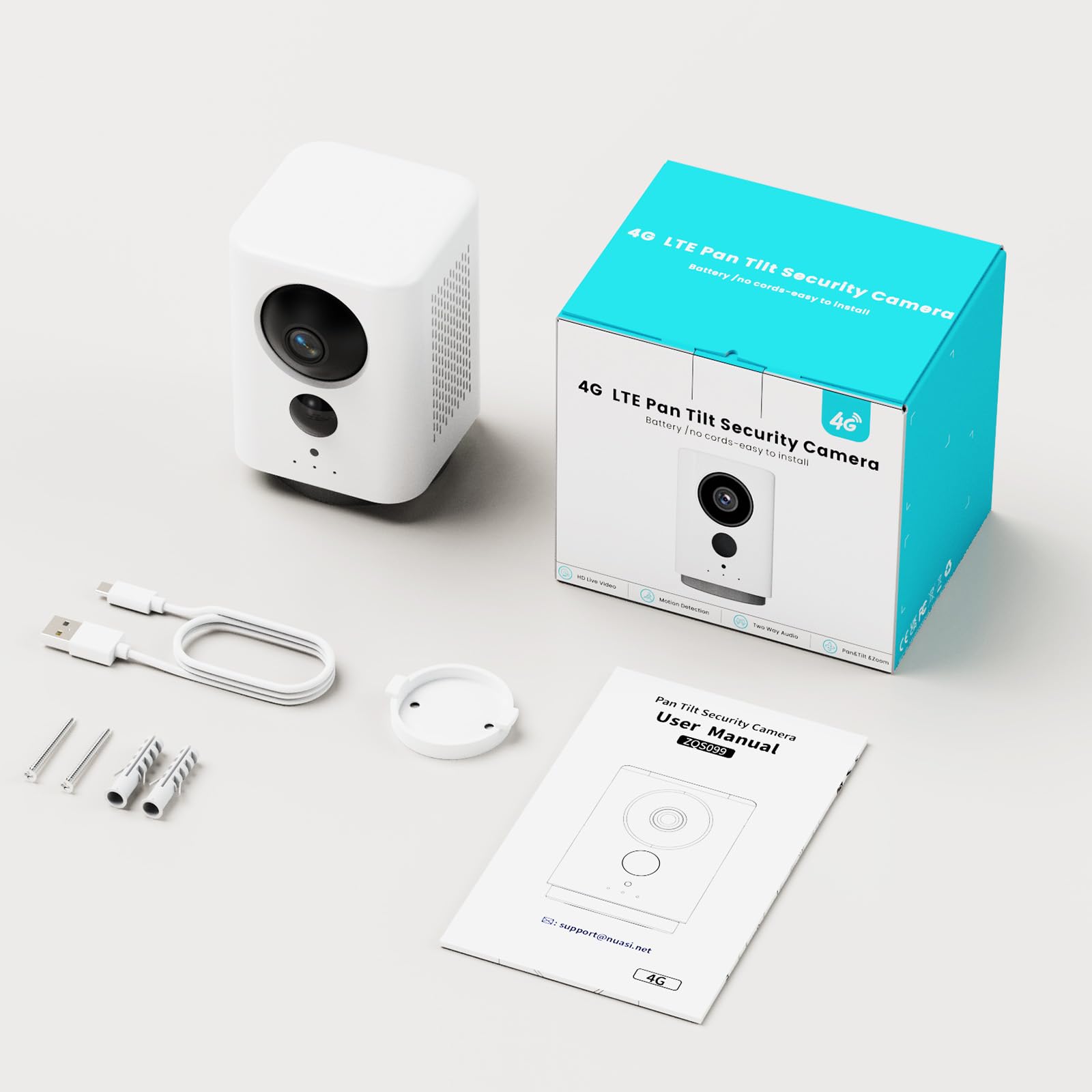 4G LTE Telecamera Interno con SIM, 2K Videocamera Interno senza WiFi, 360° PTZ Videocamera Sorveglianza on Visione Notturna a Colori, Rilevamento Movimento, Audio 2 Vie