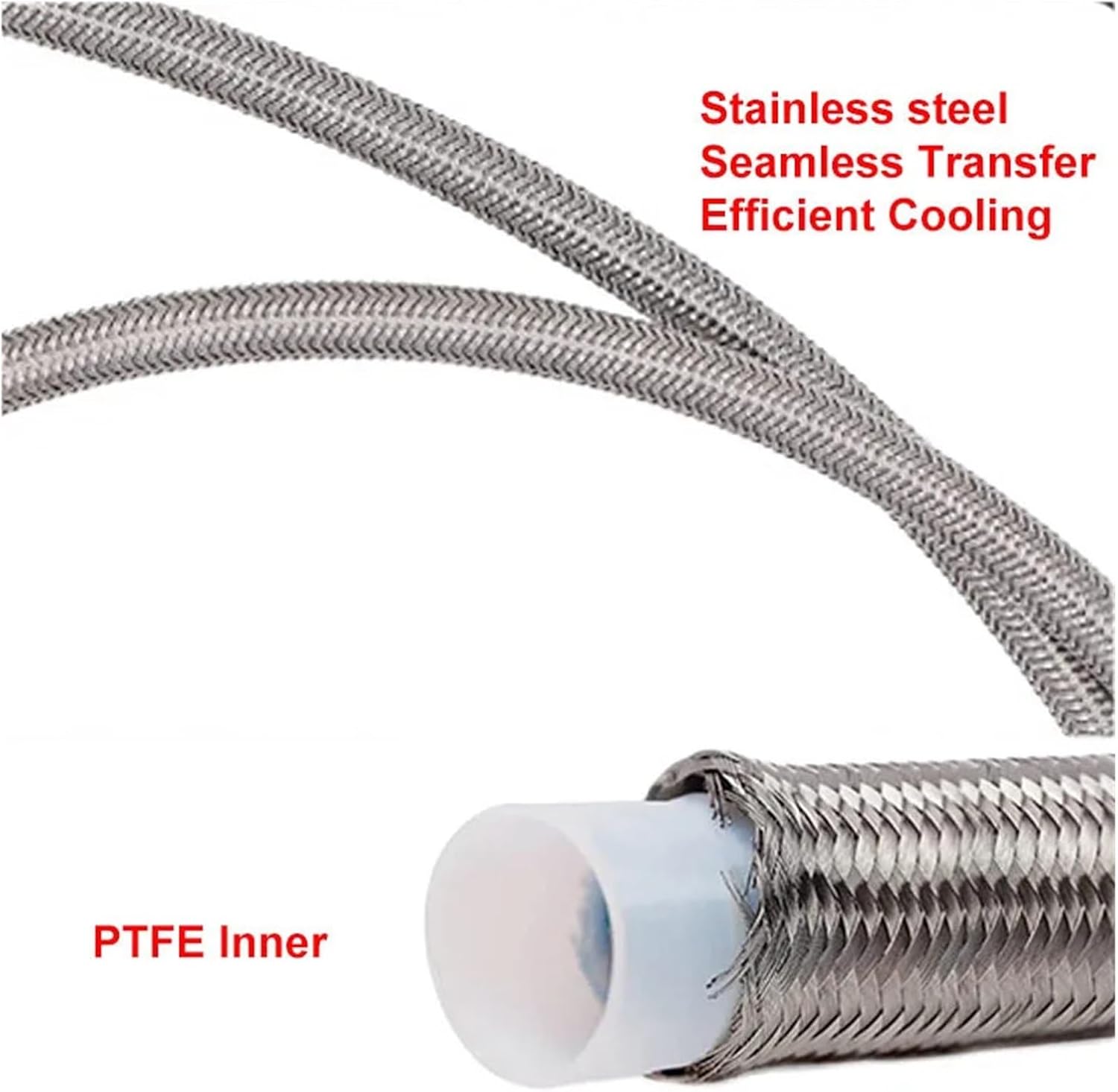 12" 24" 36" 48" 60" Turbo Oil Feed Line Universal AN4 90 Degree x Straight PTFE Stainless Steel Braided Turbine Oil Feed Pipe(AN4 24 inch)