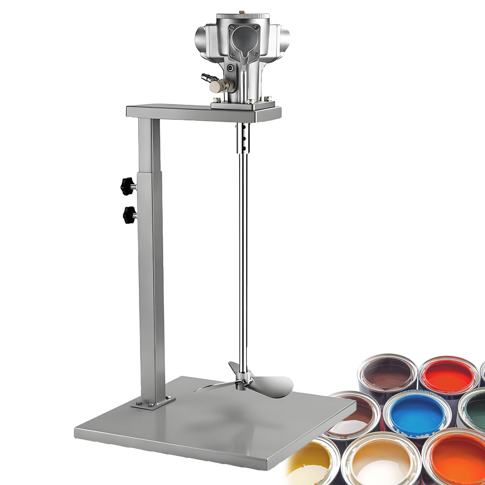 WDDBFL 5 Gallon Pneumatic Paint Mixer Coating Mixing Agitator Stirrer Blender with Stand Adjustable Paint Mix Set Power 1/8HP for Barrel Shaker for Viscous Liquid, Adhesive