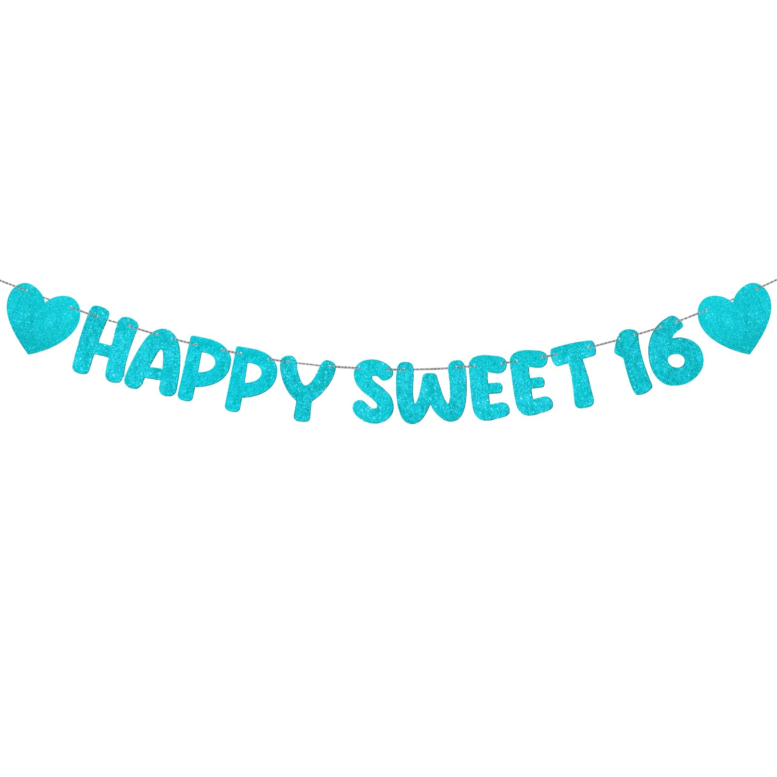 Fulmoon Pre Strung Happy Sweet 16 Banner Glitter Sixteenth Birthday Party Decorations 16th Party Sign Sweet 16 Party Decorations for Birthday Party