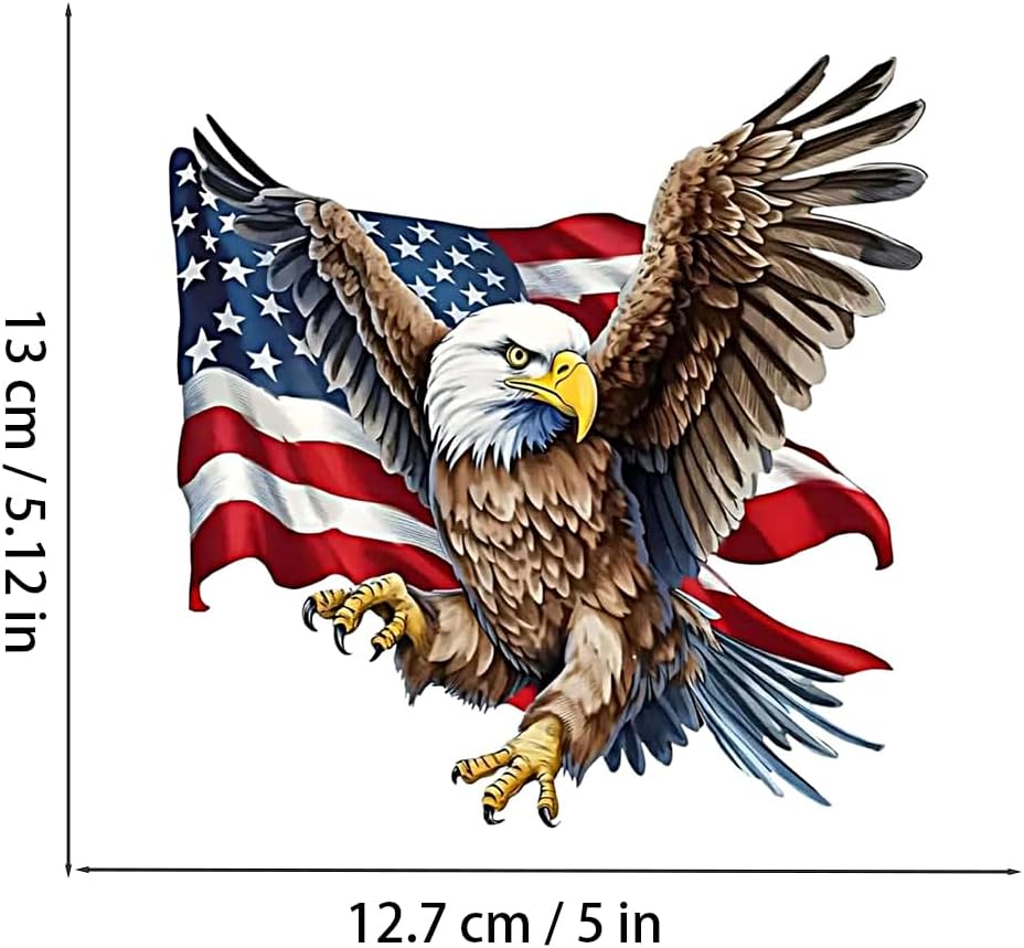2 PCS American Flag Eagle Vinyl Decals - Patriotic Waterproof Stickers for Car Bumper, Truck, Motorcycle - USA Themed Removable Decal for Laptop, Vehicle (A-195) - Image 4